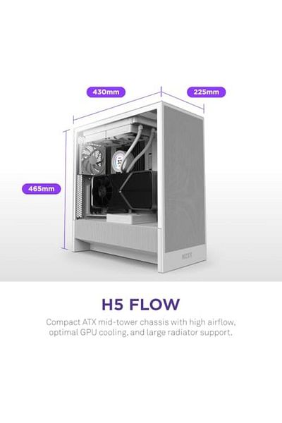 Nzxt Gaming Computer Case H5 Flow 2024 Compact ATX Mid Tower