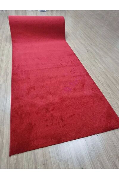 AKSEREN Protokol Kırmızı Kaymaz Jel Taban & Organizasyon Halısı Kalın Yolluk