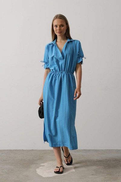 Aymood Elastic Waist Dress - Blue