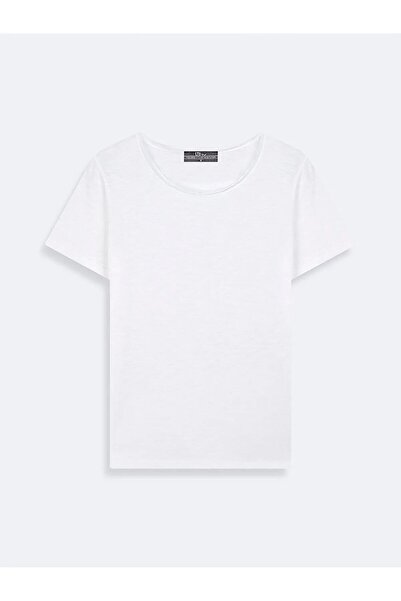Ltb HOBESA Beyaz Kadın Kısa Kol Basıc T-shırt 1225801286089100