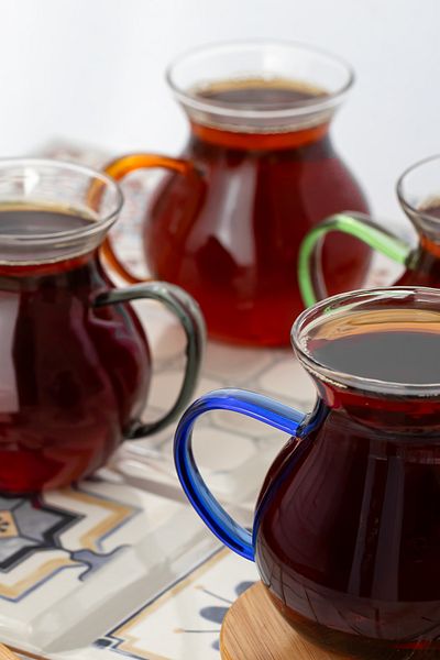 Porsima Lm-0035 Ehli Keyf 4 Piece Tea Set for 4 People – 200 ml Borosilicate Glass Chubby Cup Set with Handles