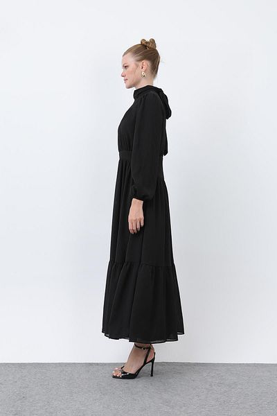 Puane Women's Drape Detailed High Collar Dress 12613Elb