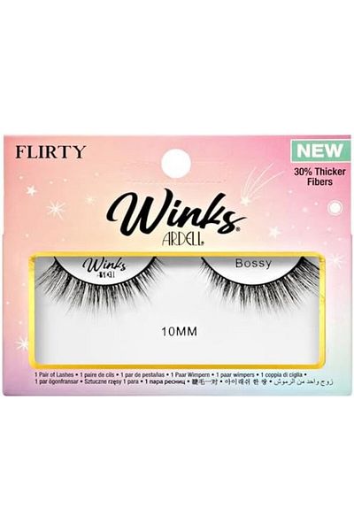 Ardell Winks Flirty Bossy Black Lashes, Customizable Strips Lash Look - 10mm