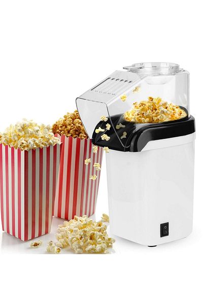 MACON White High Efficiency Corn Popper, Electric Popcorn Machine, for Bar Coffee Shop Home