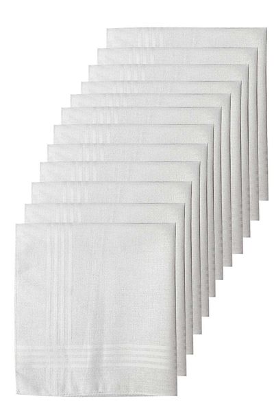 merland benvecocuk Pack of 12 Classic Pocket Gift Eid Handkerchief 100% Cotton 30X30 cm