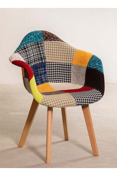 Taimi Multi-Purpose Chair Made Of Beech Wood And Lined With Comfortable Multicolored Fabric