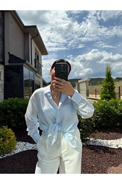 Millagros feel good with us Mavi Tül Gömlek