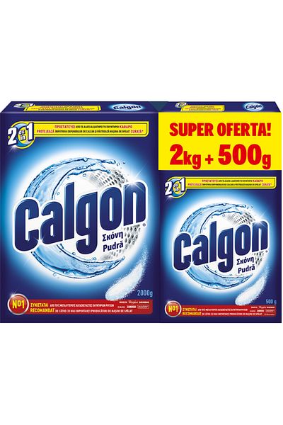 Calgon Set Anti-limescale Powder 2in1 Protect & Clean 2kg + 500g Free