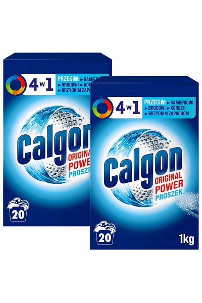 Calgon Pudra anticalcar 4 in 1, 2x1kg, protectie impotriva calcarului si mirosurilor neplacute, 40 spalari