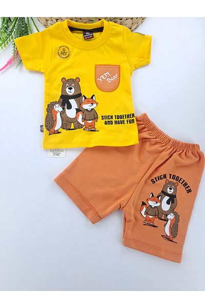 Butik Baby Boy / Child Shorts T-Shirt Summer Double Set Premium Quality Gift Set with Print Detail