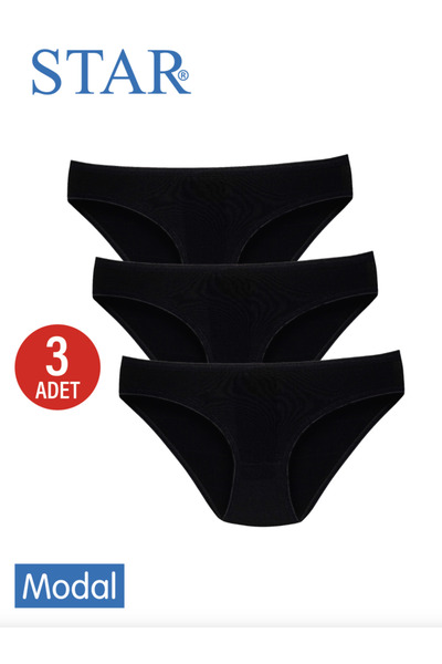 Star سروال بيكيني نسائي مكون من 3 قطع باللون الأسود بدون أثر