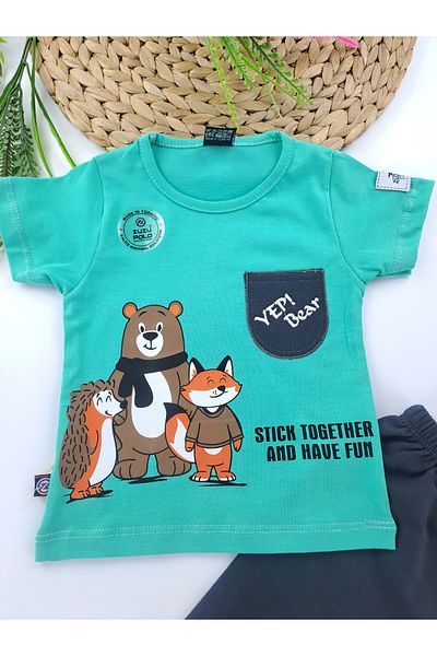 Butik Baby Boy / Child Shorts T-Shirt Summer Double Set Premium Quality Gift Set with Print Detail