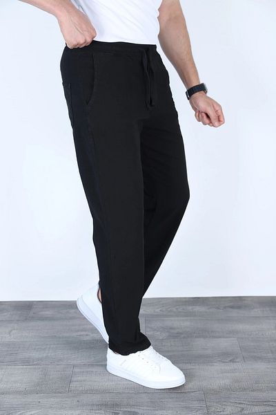 MYRAB DENİM Φαρδύ λινό παντελόνι Jogger Μαύρο