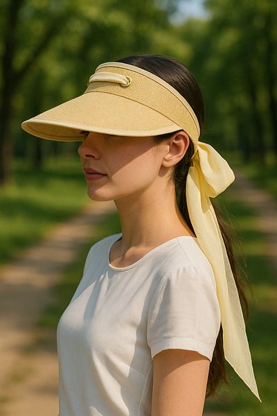 LAGRANZE Summer Scarf Detailed Visor Hat