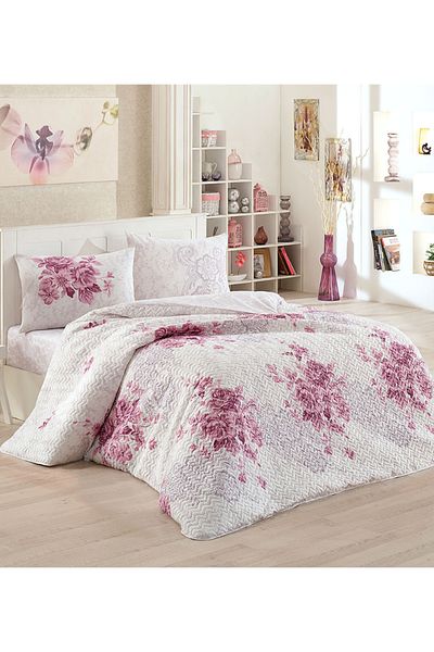 Kristal By Taç Crystal Purple 4 Season Quilted Double Quilt Can Be Placed Duvet Cover Set