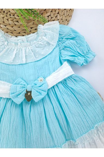 Butik Girl / Baby Summer Turquoise Color Dress Holiday Dress Premium Quality 100% Cotton