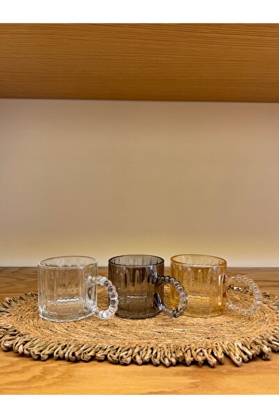 Mell and More Bardak 3lü Kulplu Bardak Boncuklu Kupa Bardak