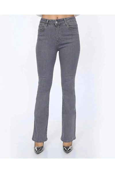 Lixera Silver Gray Lycra High Waist Spanish Jean Trousers