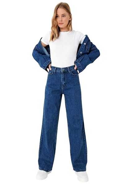 Livik DILEMMA Pantaloni de denim largi, elastici, cu croiala speciala, din Lycra
