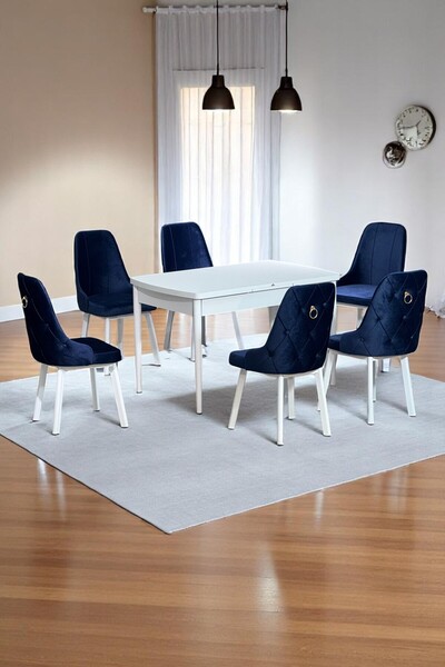 Kaktüs Avm Sonata Beyaz 80 x 132 Açılabilen Sunta Masa Metal Ayaklı Mutfak Ma...