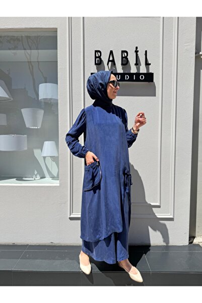 MissWhence Women's Cupro Suit Indigo with Slit Detail