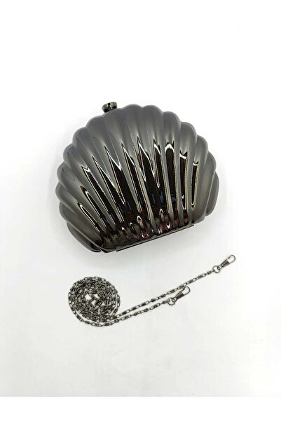 By EDUU Γυναικεία βραδινή τσάντα φόρεμα με μεταλλική αλυσίδα από πλατίνα