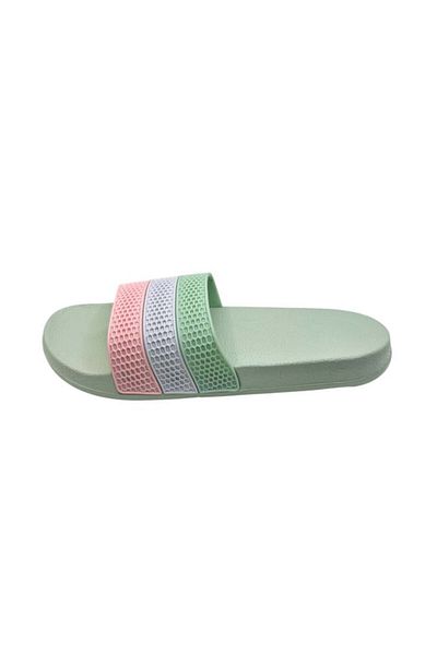 TECOS Women's beach slippers, Tecos®, 3-color strap, PVC sole, size 39, 24.5 cm, green