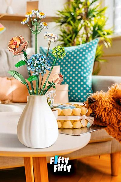 Vagonlife Loz Decorative and Collectible Flower Bouquet 680 Piece Flower Model Building Set Fflz-1671