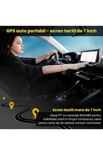 FAMIFY 7 inch Portable GPS Navigation System, 8GB, 256MB RAM, 1200mAh, Europe Maps + Free Updates, Black