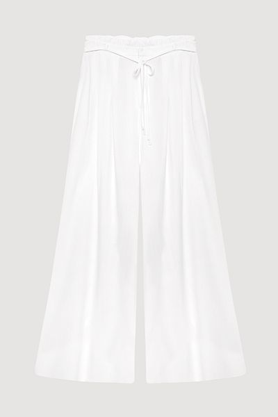 Quzu Fır Fır Detailed Palazzo Trousers White