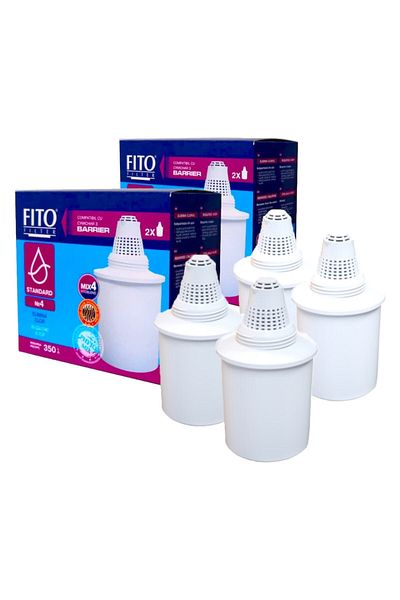 Barrier 4 x Water Filter Cartridges Compatible with Barrier Filter Jugs, Standard Type, with Activated Carbo