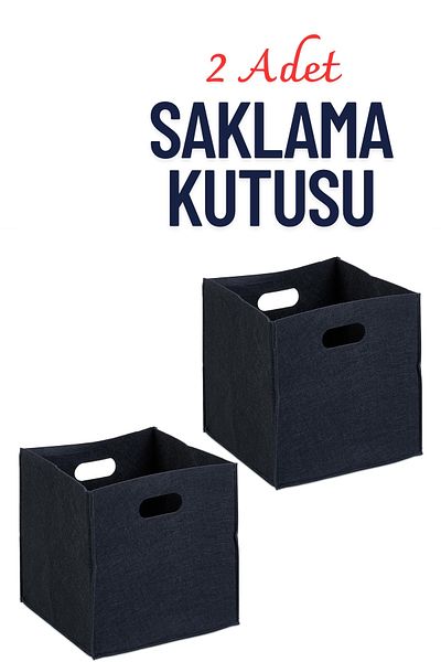 HASBY 2Pcs Felt Storage Box Set Foldable Organizer Closet Interior Organizer Box 30X30X30Cm