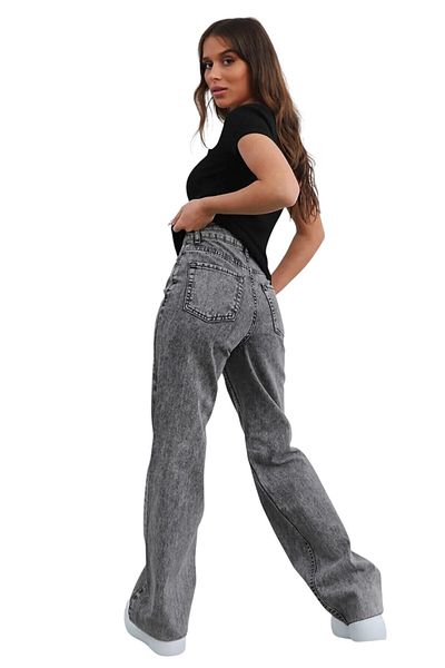 Livik Women's Smoked Lycra Stretchy Special Wide Leg Jeans