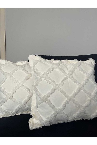ZESA HOME 2 Pieces Decorative Throw Pillow Covers with Pattern and Tassel Detail