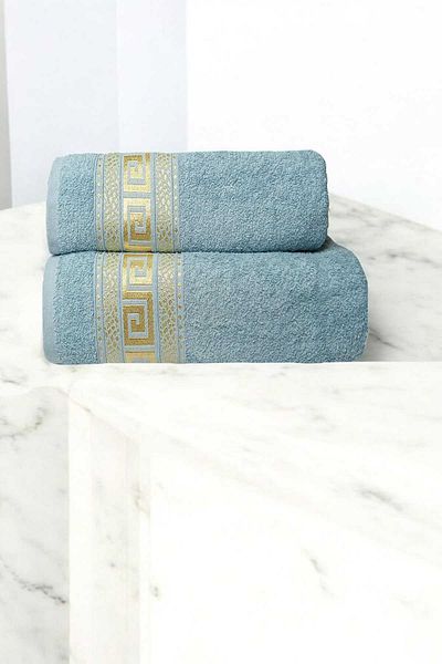 merland benvecocuk 2 Piece Elysium Premium Bath Towel Set 100% Cotton 70X140 cm Green