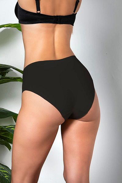 DEFNADA 3 Pack Seamless, Non-Marking, Laser Cut, High Waist Slip Panties Black (Mgp21263)