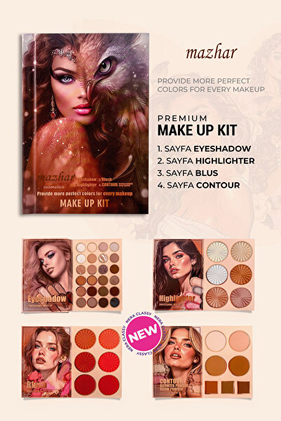 mazhar 4’lü Makyaj Paleti | Göz Farı + Allık + Highlighter + Kontür | Profesy...