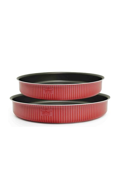 Newflon 2-piece Round Oven Trays For All Baked Goods And Multi-use Large 38 Cm Medium 34 Cm Height 5 Cm