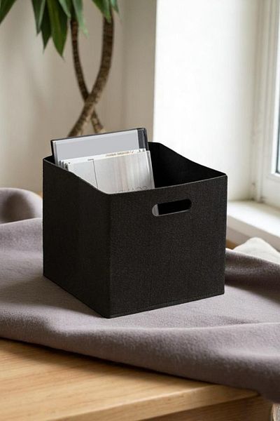 HASBY Felt Archive Box Document Storage and Organization Box Organizer Black 30X30X30 cm