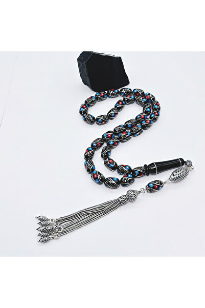 tesbihpasaji Renkli Çeşmi Bülbül İşlemeli Erzurum Oltu Taşı Tesbih