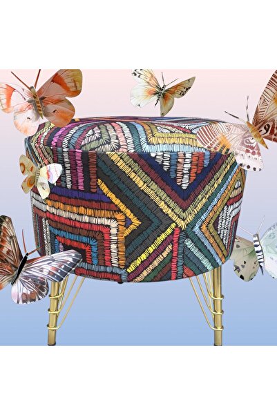 ne-sil home furniture Yuvarlak silinebilir kumaş kaplama oturma pufu ayak day...