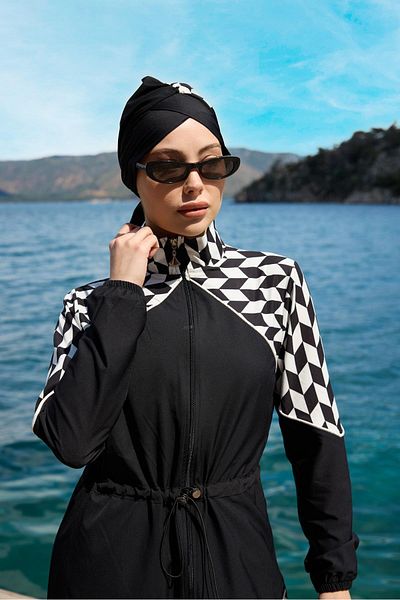 ns tasa Σετ μαγιό Zirya Model Sports Lycra Design Hijab διπλό