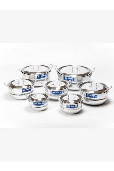 Generic 7-piece aluminum cookware set with handle and lid