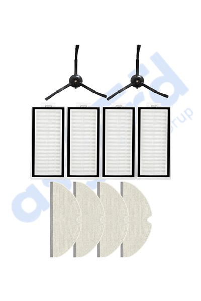Asgard Grup Roborock Q8 Max, Q8 Max+ Compatible 2 Side Brushes 4 Filters 4 Mops