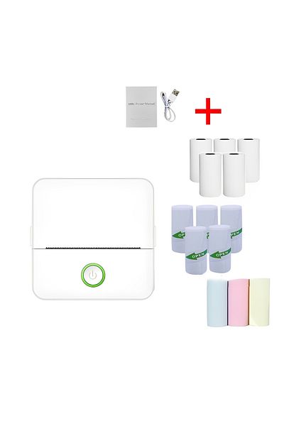FAMIFY Mini Portable Thermal Printer, Bluetooth Connectivity, Inkless Printing, Ideal for Labels, 8h, White