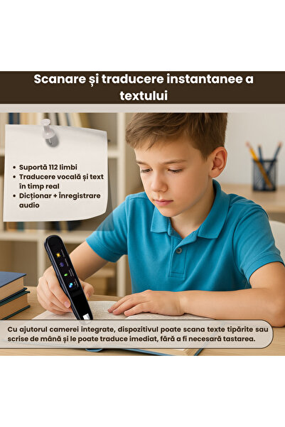 FAMIFY Traducător inteligent 112 limbi online și 14 offline – Scaner de text, conversie voce-text, negru