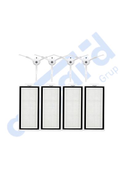 Asgard Grup Roborock Q8 Max, Q8 Max+ Compatible 4 Side Brushes 4 Filters