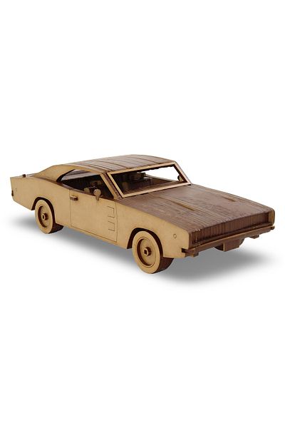 ALGWOOD 109 Pieces 1968 Dodge Charger Wooden Model - 3D Wooden Retro Car Model