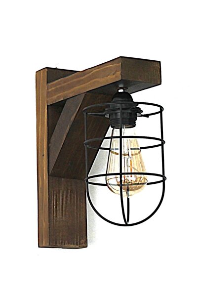 Otantik Çarşı Authentic Bazaar Wooden Sconce with Metal Hat