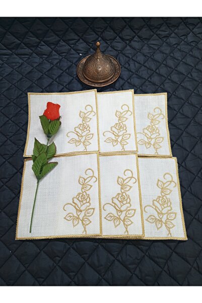 NAKIŞ ATÖLYESİ Rose Dali 1 Cocktail Napkin and Coffee so Presentation Napkin 6 Pieces
